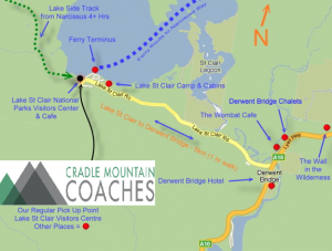 Lake St Clair Map Ferry Overland Track